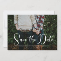 Save the Date-Karte für Zickzack Foto mit weißem S