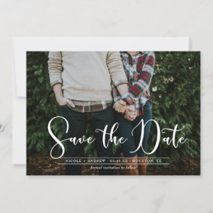 Save the Date-Karte für Zickzack Foto mit weißem S Date