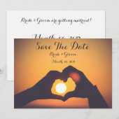 Save the Date Karte, Hände des Geliebten, Sonnenun Einladung (Vorne/Hinten)