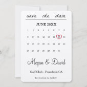 Save the Date Karte - Herzdatum - Kalender (Vorderseite)