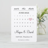 Save the Date Karte - Herzdatum - Kalender (Stehend Vorderseite)