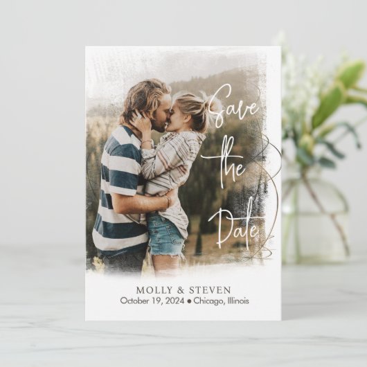 Save the Date Karte mit Ankündigung einer Hochzeit (Stehend Vorderseite)