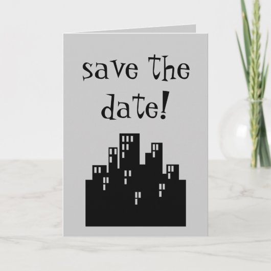 Save the Date! Karte mit City Skyline (Vorderseite)