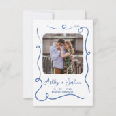 Save the Date Karte mit dem blauen Kuchen (Rückseite)