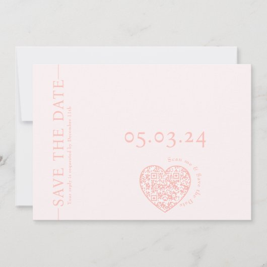 Save the Date Karte mit Herzform QR-Code (Vorderseite)