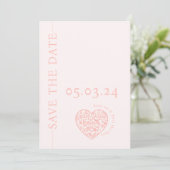 Save the Date Karte mit Herzform QR-Code (Stehend Vorderseite)