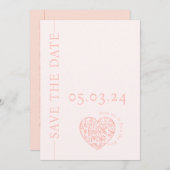 Save the Date Karte mit Herzform QR-Code (Vorne/Hinten)