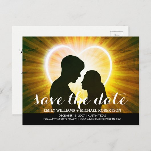 Save the Date Karte mit romantischem Paar (Vorne/Hinten)