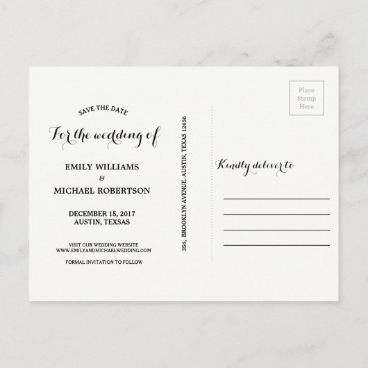 Save the Date Karte mit romantischem Paar (Rückseite)