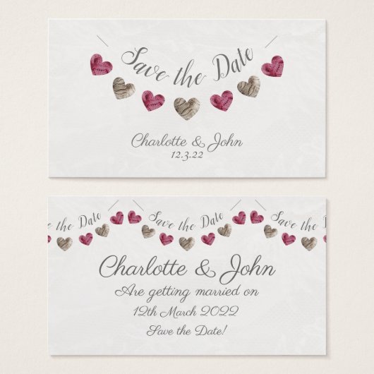 Save the Date Karte mit Rosa und Creme (Vorne & Hinten)