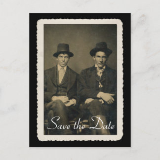 Save-the-Date-Karte mit vintage Portrait. Ankündigungspostkarte
