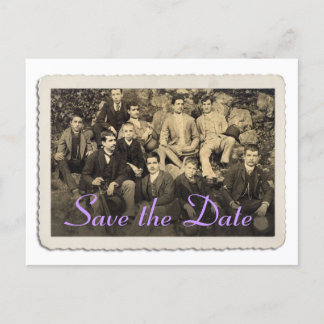 Save-the-Date-Karte mit vintage Portrait. Ankündigungspostkarte