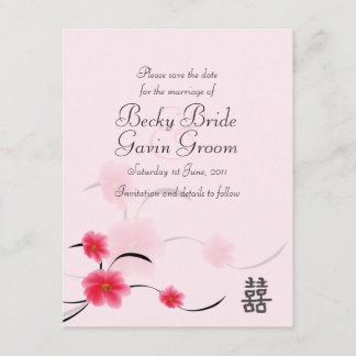Save the Date Karte Rosa Blossom Doppeltes Glück