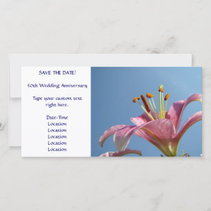 SAVE THE DATE Karte Rosa Liege Blume Blue Sky