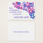 "Save the Date" Karte, Rosa und Blau (Vorne & Hinten)