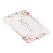 Save the Date Karte von Boho White und Pink Roses Magnet (Rechte Seite)