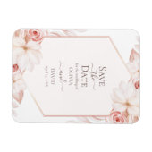 Save the Date Karte von Boho White und Pink Roses Magnet (Horizontal)