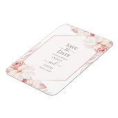 Save the Date Karte von Boho White und Pink Roses Magnet (Linke Seite)