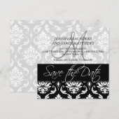Save-the-Date-Karten Schwarzer Damast Monogramm Na Save The Date (Vorne/Hinten)
