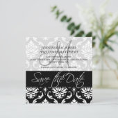 Save-the-Date-Karten Schwarzer Damast Monogramm Na Save The Date (Stehend Vorderseite)