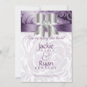 Save the Date Kartenleaf Lila Silberbow (Rückseite)