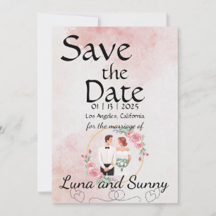 Save the Date Kartenvorlage Peach & Minze Grün Einladung