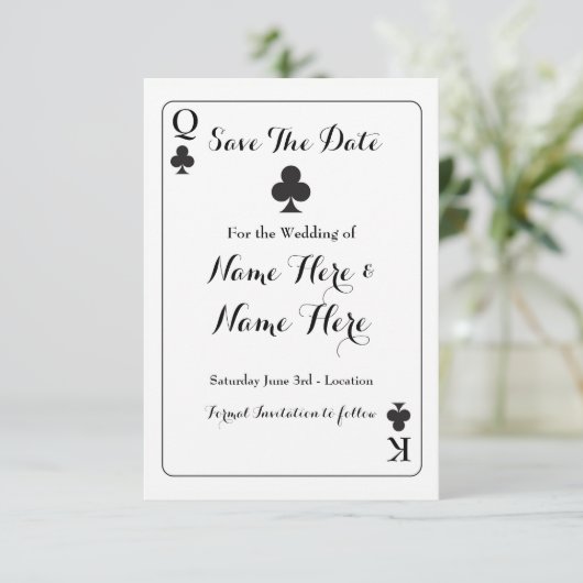 Save the Date King Clubs Ace Spades Wedite (Stehend Vorderseite)