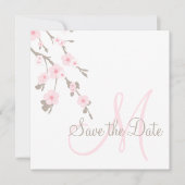 Save the Date Kirschblüten mit Monogramm (Vorderseite)