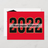 Save the Date Klasse des Red Budget Abschluss 2022 Postkarte (Vorne/Hinten)