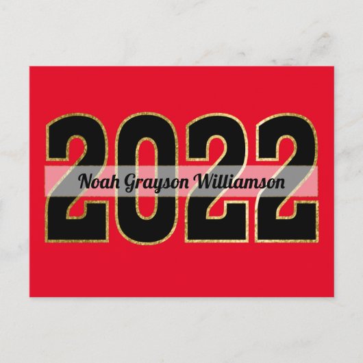 Save the Date Klasse des Red Budget Abschluss 2022 Postkarte (Vorderseite)