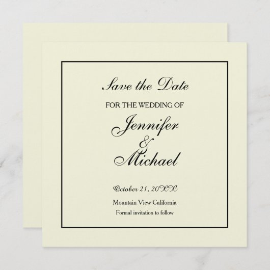 Save the Date klassische Beige (Vorne/Hinten)