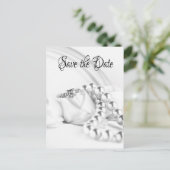 Save the Date klassische Verlobung Ring Postkarte (Stehend Vorderseite)