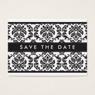 SAVE THE DATE: Kleine Karte: Damask - schwarz