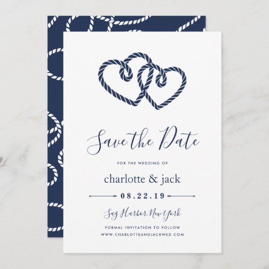 Save the Date Knotted Hearts (Vorne/Hinten)