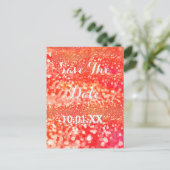 Save the Date Koralle und rosa Sparkle Ankündigungspostkarte (Stehend Vorderseite)