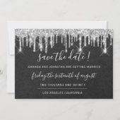 Save the Date Kraft Silver Grau Tropfen Graphite (Vorderseite)