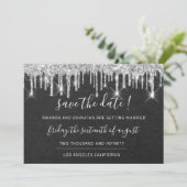 Save the Date Kraft Silver Grau Tropfen Graphite (Stehend Vorderseite)