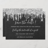 Save the Date Kraft Silver Grau Tropfen Graphite (Vorne/Hinten)