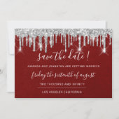 Save the Date Kraft Silver Gray Tropfen Roter Wein (Vorderseite)