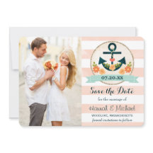 SAVE THE DATE KRAFT- UND NAVITBLAUE NAUTISCHER ANK