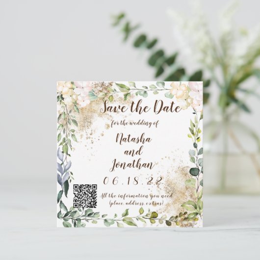 Save the Date Kräuterdesign Einladung (Stehend Vorderseite)
