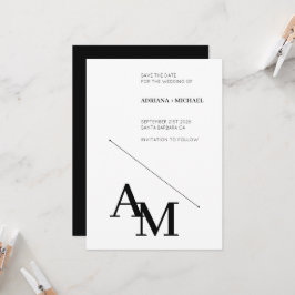 Save the Date kühne Typografie Black auf Weiß Einladung