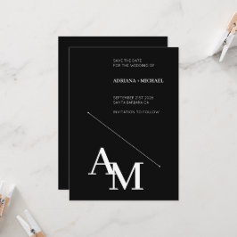 Save the Date kühne Typografie White auf Black Einladung