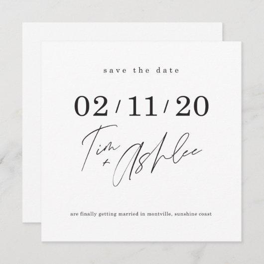 SAVE THE DATE kundenspezifisches Design für Tim + Einladung (Vorne/Hinten)