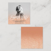 Save the Date kupfernes tan Imitat-Glitter-Foto Quadratische Visitenkarte (Vorne/Hinten)