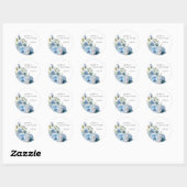 Save the Date Label, blaues Blumendesign Runder Aufkleber (Blatt)