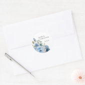 Save the Date Label, blaues Blumendesign Runder Aufkleber (Umschlag)