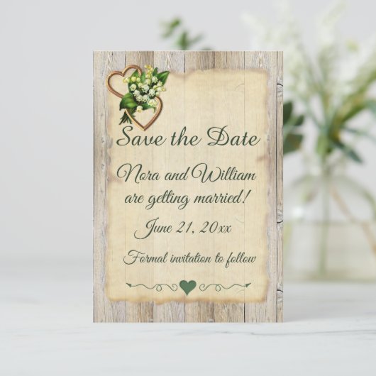 Save the Date, Land, Grauholz, Lilie & Herz (Stehend Vorderseite)