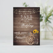 Save the Date Land-Holzfass - Sonnenblumen (Stehend Vorderseite)