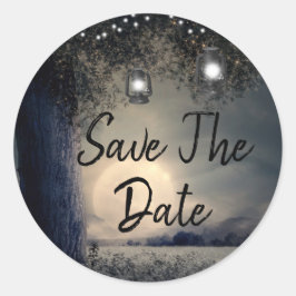 Save the Date Lanterns in Tree Full Wedding Runder Aufkleber
